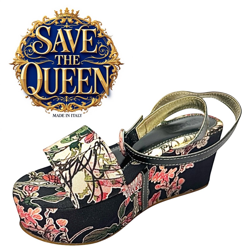 Save The Queen Vintage Wedge Sandals Women’s Size 8 EU 39 Floral Multicolor 90s